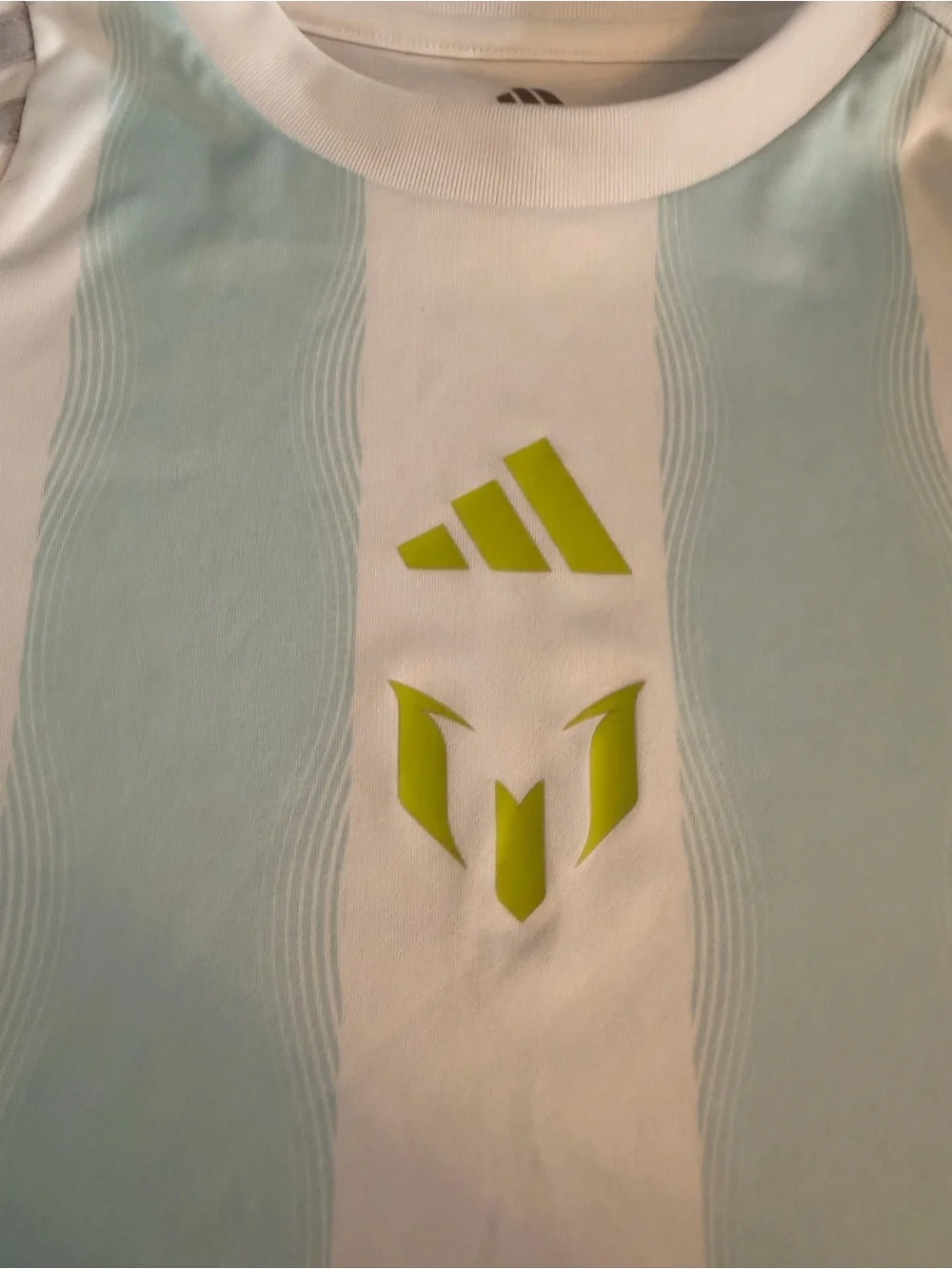 Adidas Messi Kids White Striped Soccer Jersey, Size XS